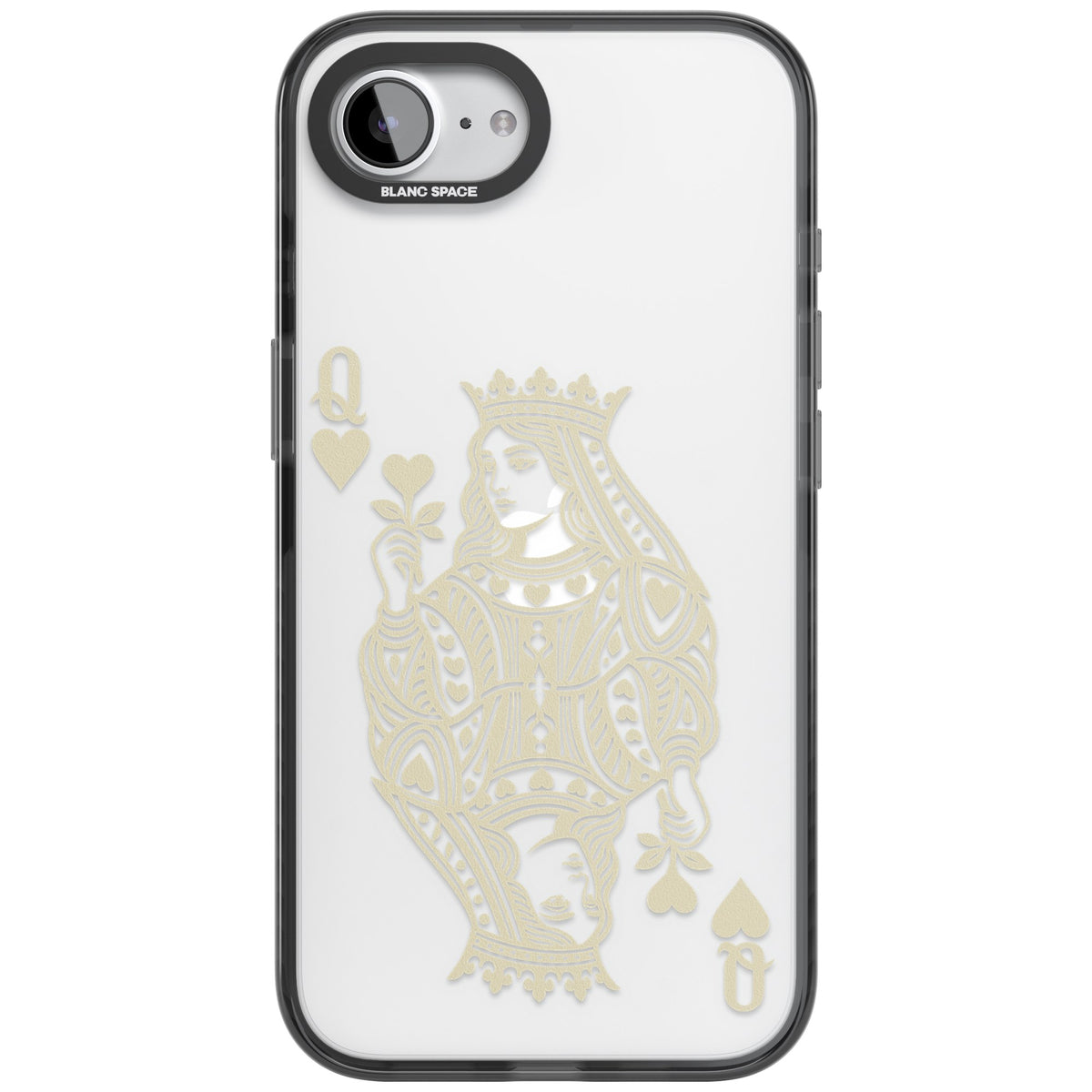 Queen Of Hearts (Beige) iPhone 16e / iPhone 17e Impact Black Phone Case front
