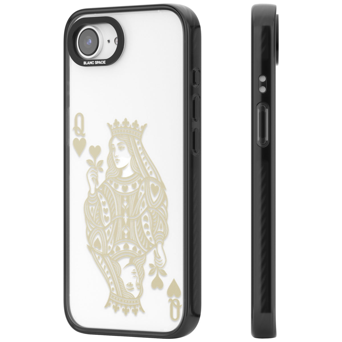 Queen Of Hearts (Beige) iPhone 16e / iPhone 17e Impact Black Phone Case side