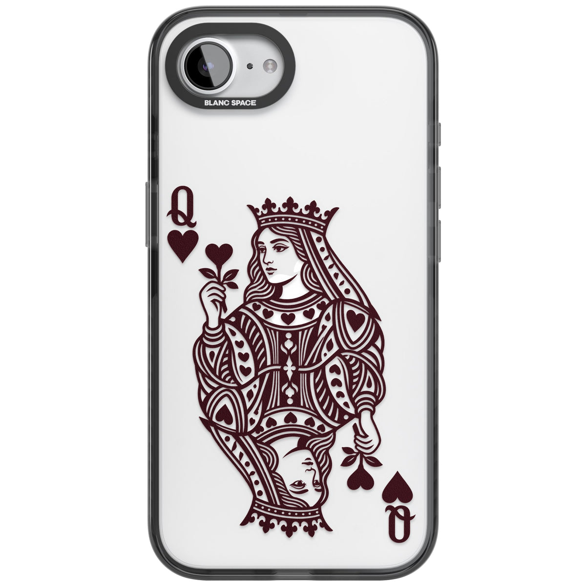 Queen Of Hearts (Burgundy) iPhone 16e / iPhone 17e Impact Black Phone Case front