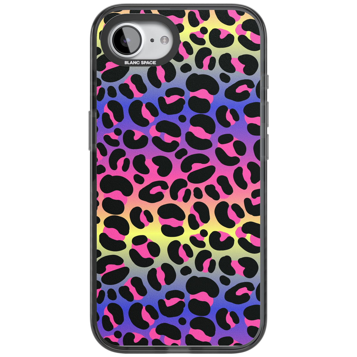 Rainbow Gradient Leopard iPhone 16e / iPhone 17e Impact Black Phone Case front