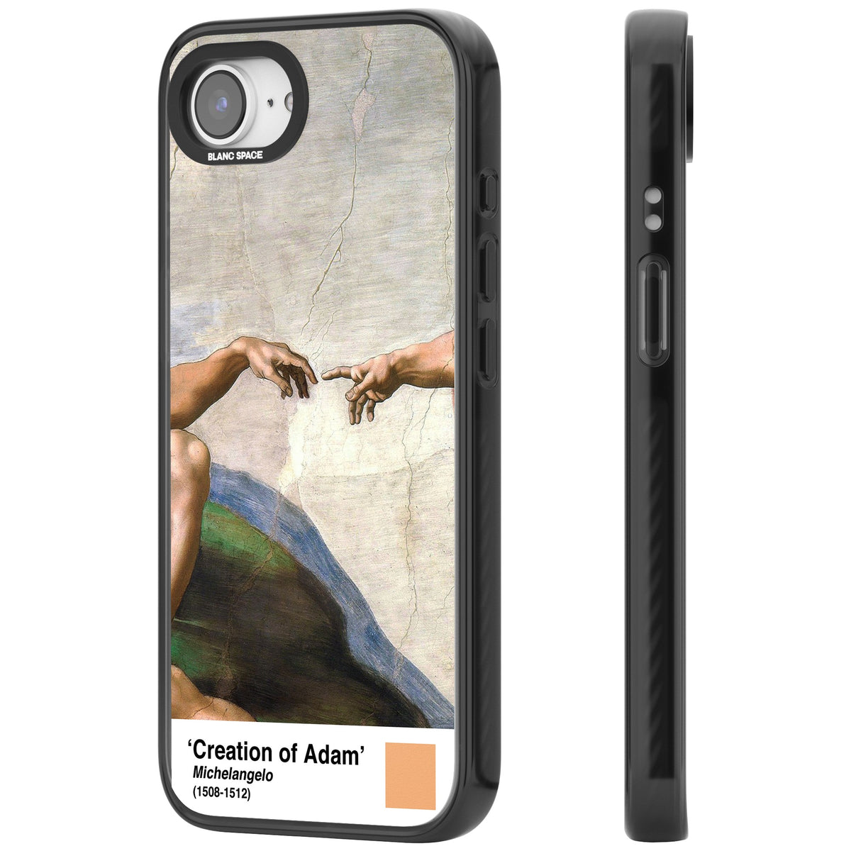 Creation Of Adam iPhone 16e / iPhone 17e Impact Black Phone Case side