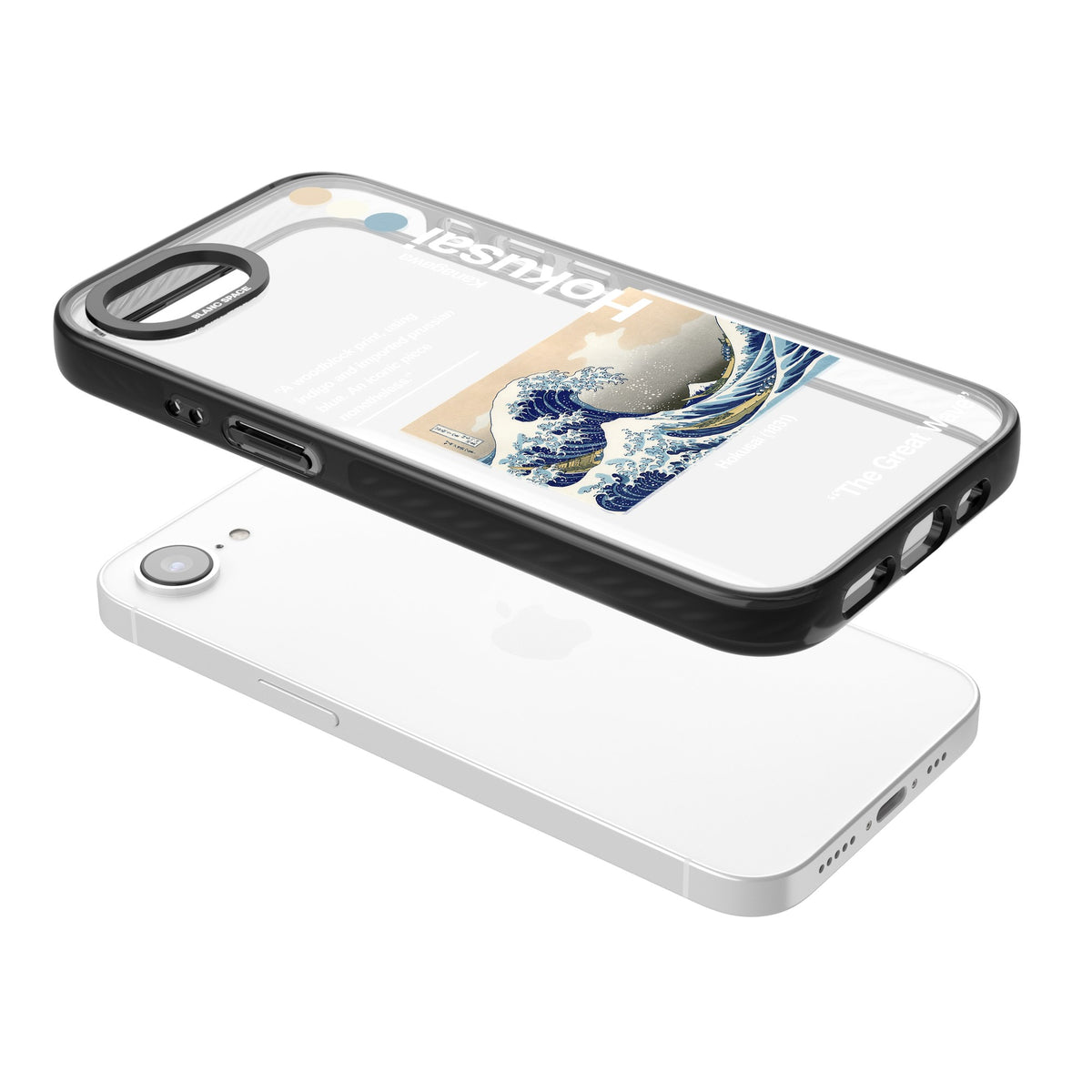 The Great Wave iPhone 16e / iPhone 17e Impact Black Phone Case angled