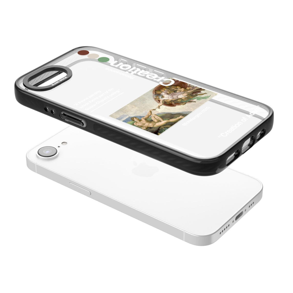 Creation Of Adam Michelangelo iPhone 16e / iPhone 17e Impact Black Phone Case angled