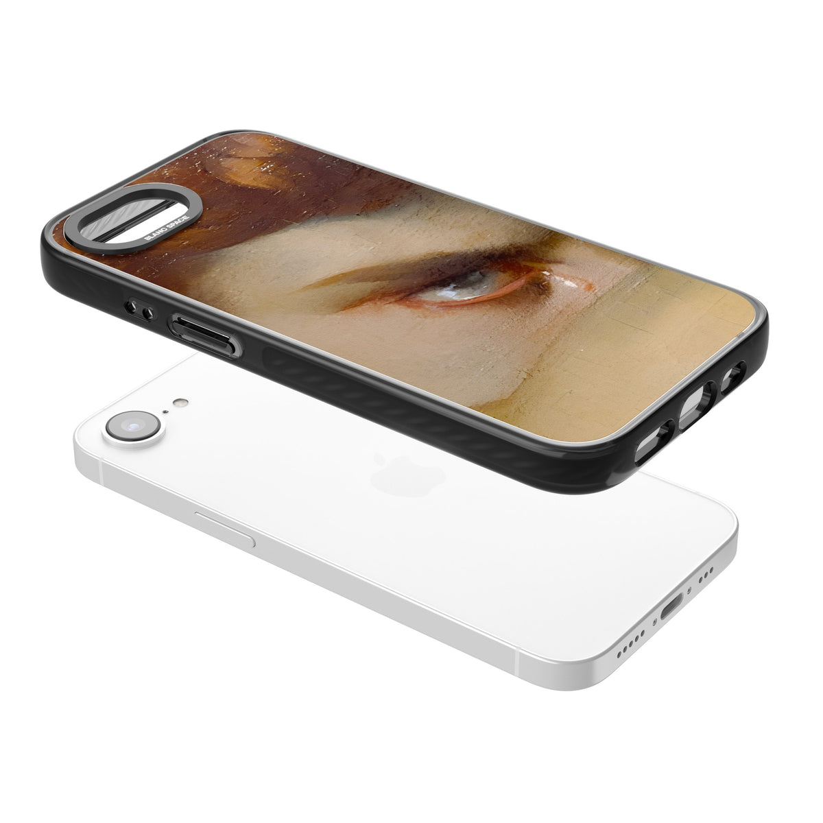 Fallen Angel iPhone 16e / iPhone 17e Impact Black Phone Case angled