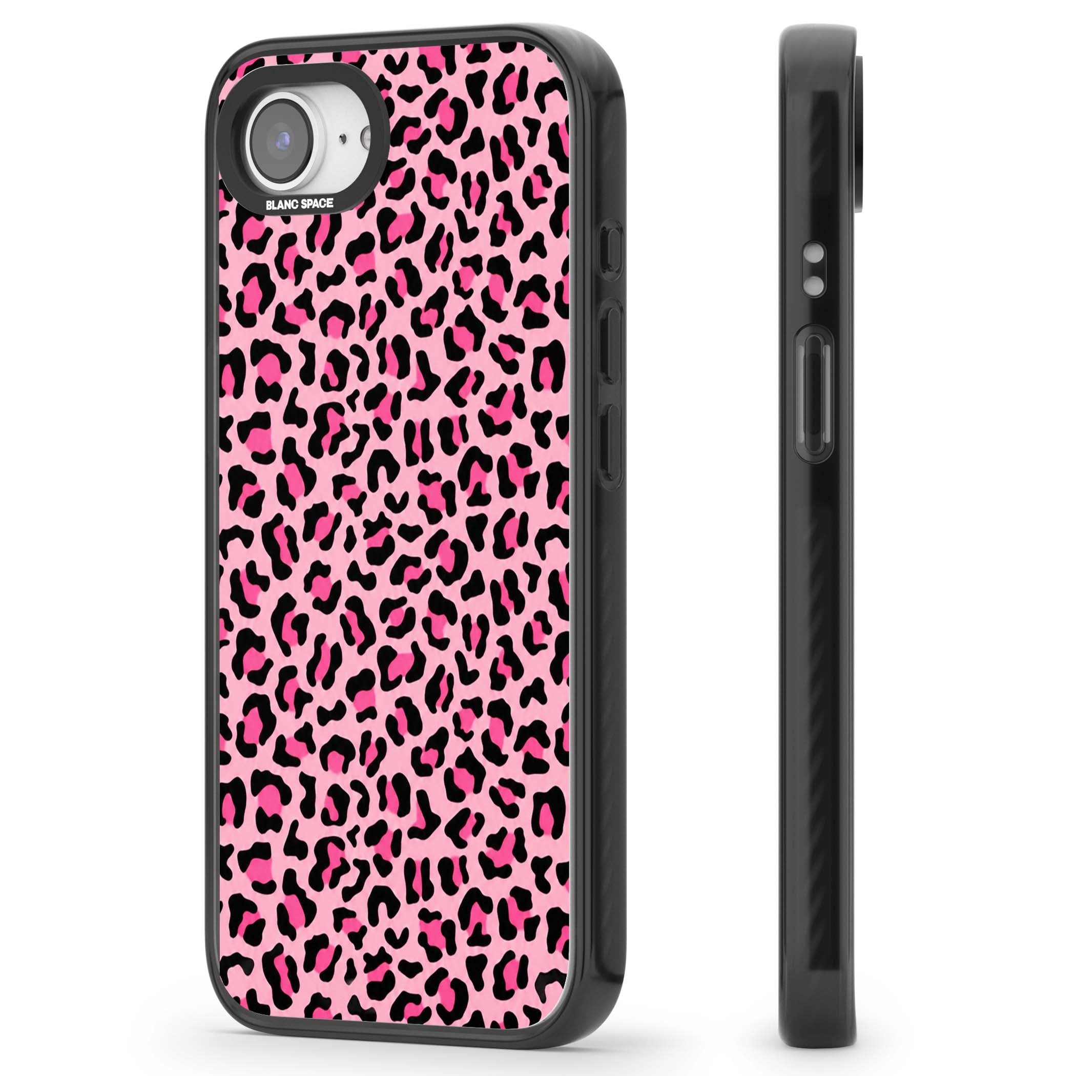 Pink Leopard baddie iPhone case | Black Impact case for iPhone 16e, iPhone 17e