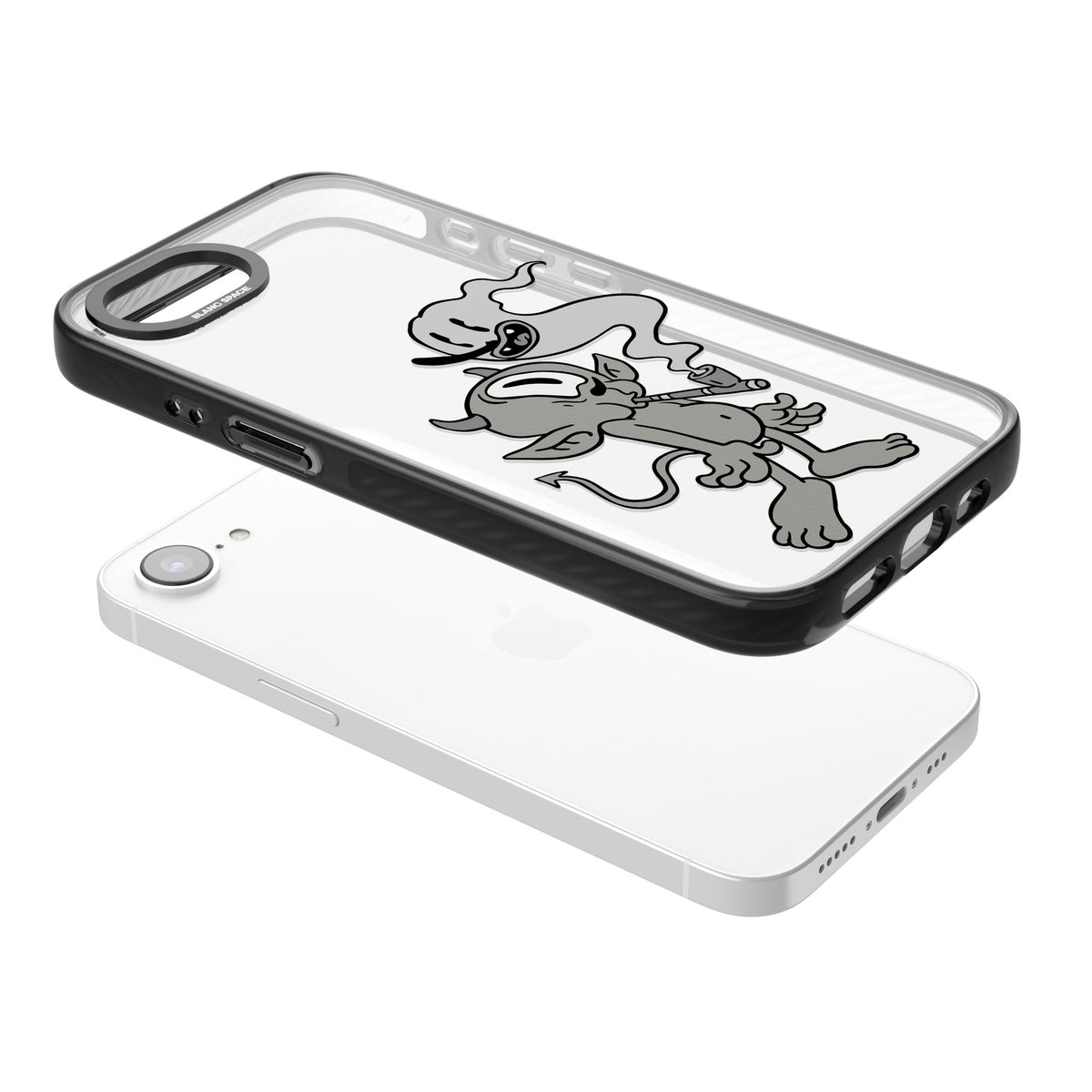Pipe Goblin iPhone 16e / iPhone 17e Impact Black Phone Case angled