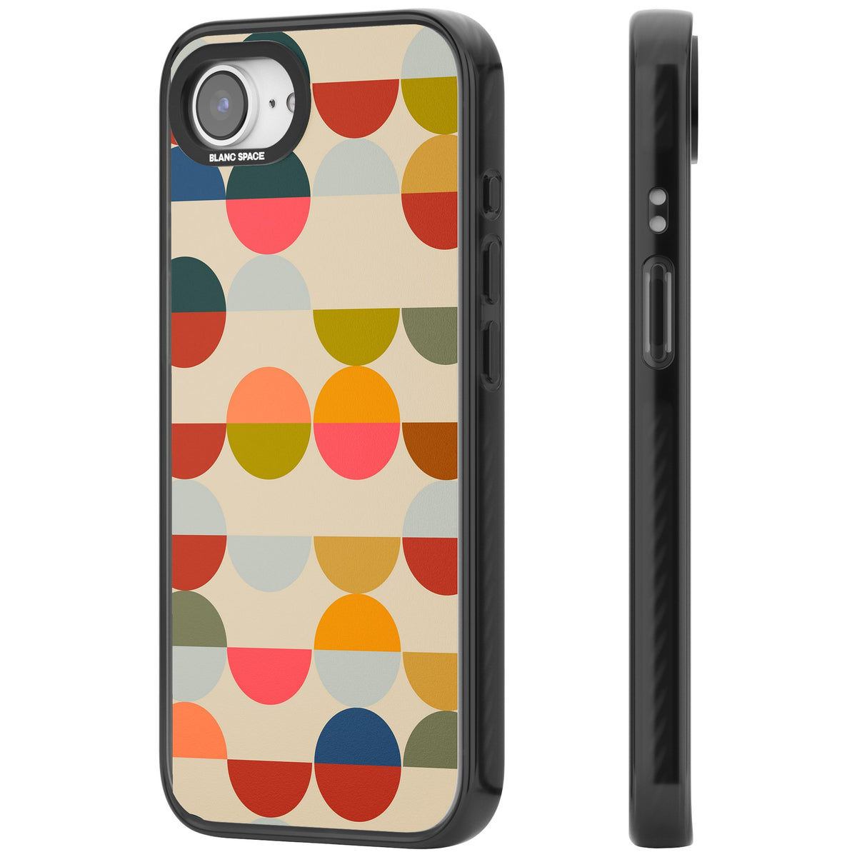 Colorful Retro Circles iPhone 16e / iPhone 17e Impact Black Phone Case side