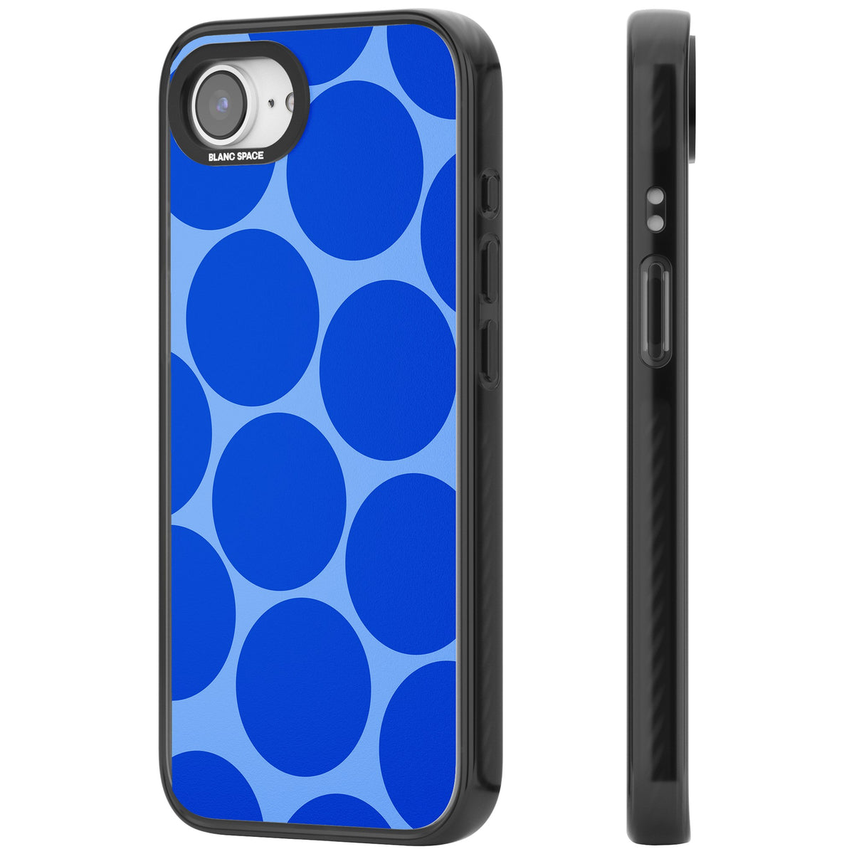 Retro Blue Circles iPhone 16e / iPhone 17e Impact Black Phone Case side