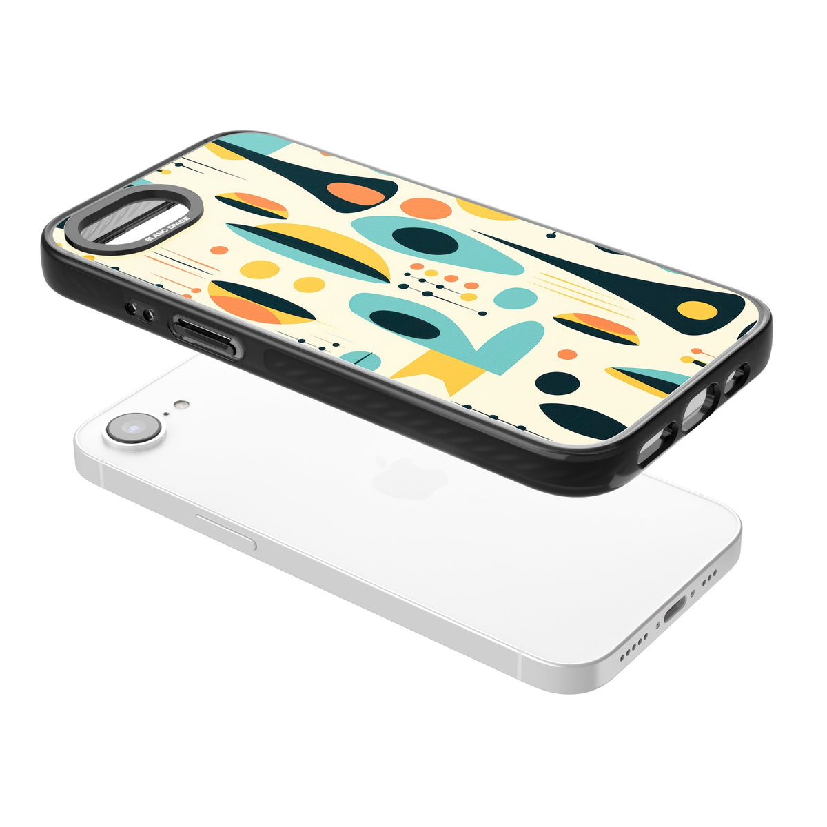 Atomic Lounge iPhone 16e / iPhone 17e Impact Black Phone Case angled