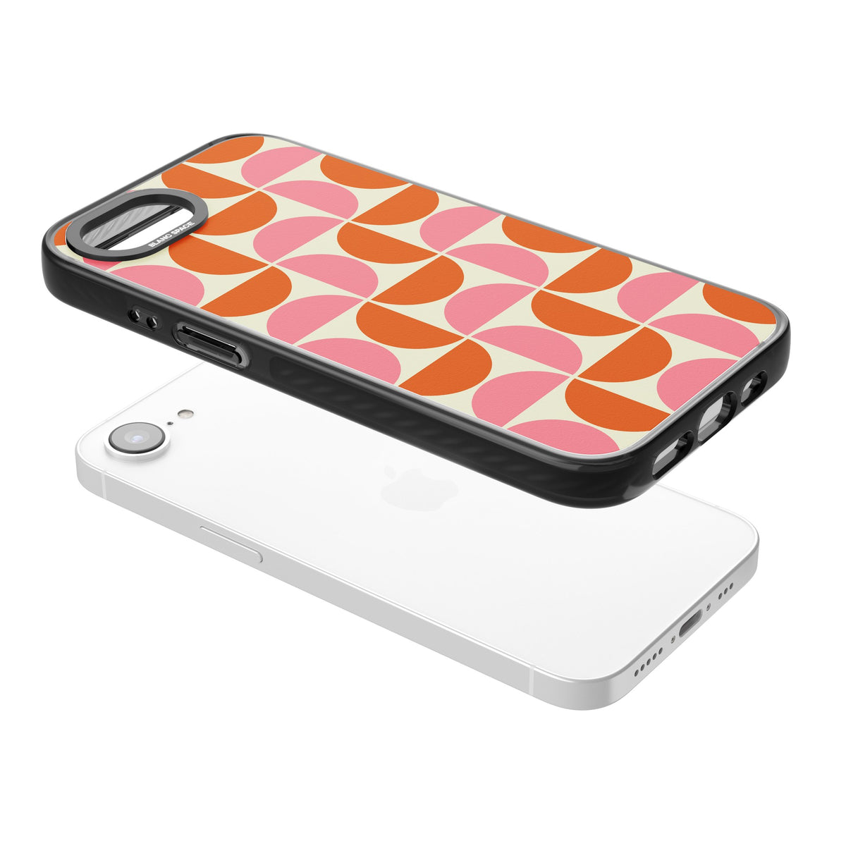 Boho Bauhaus iPhone 16e / iPhone 17e Impact Black Phone Case angled