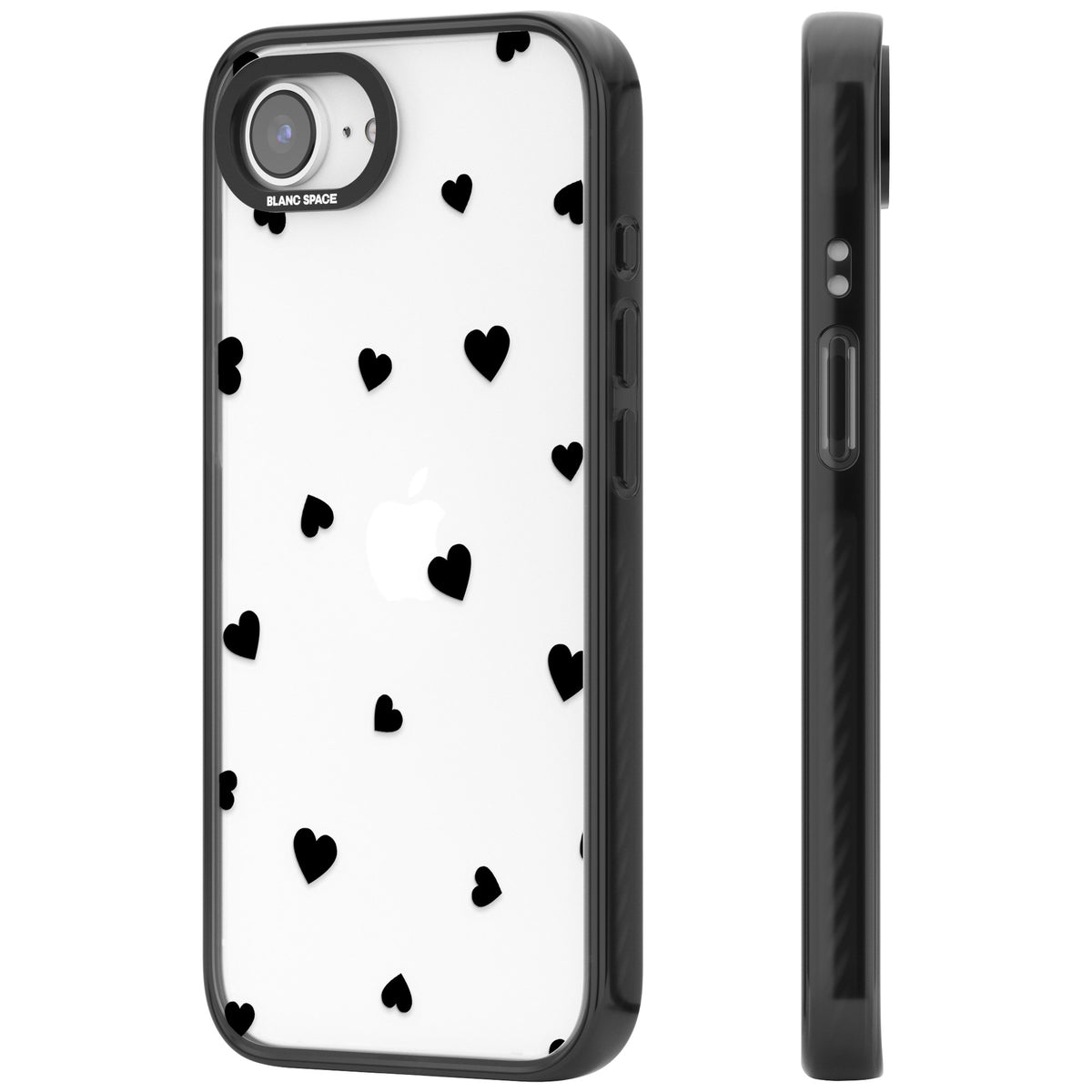 Black Hearts iPhone 16e / iPhone 17e Impact Black Phone Case side