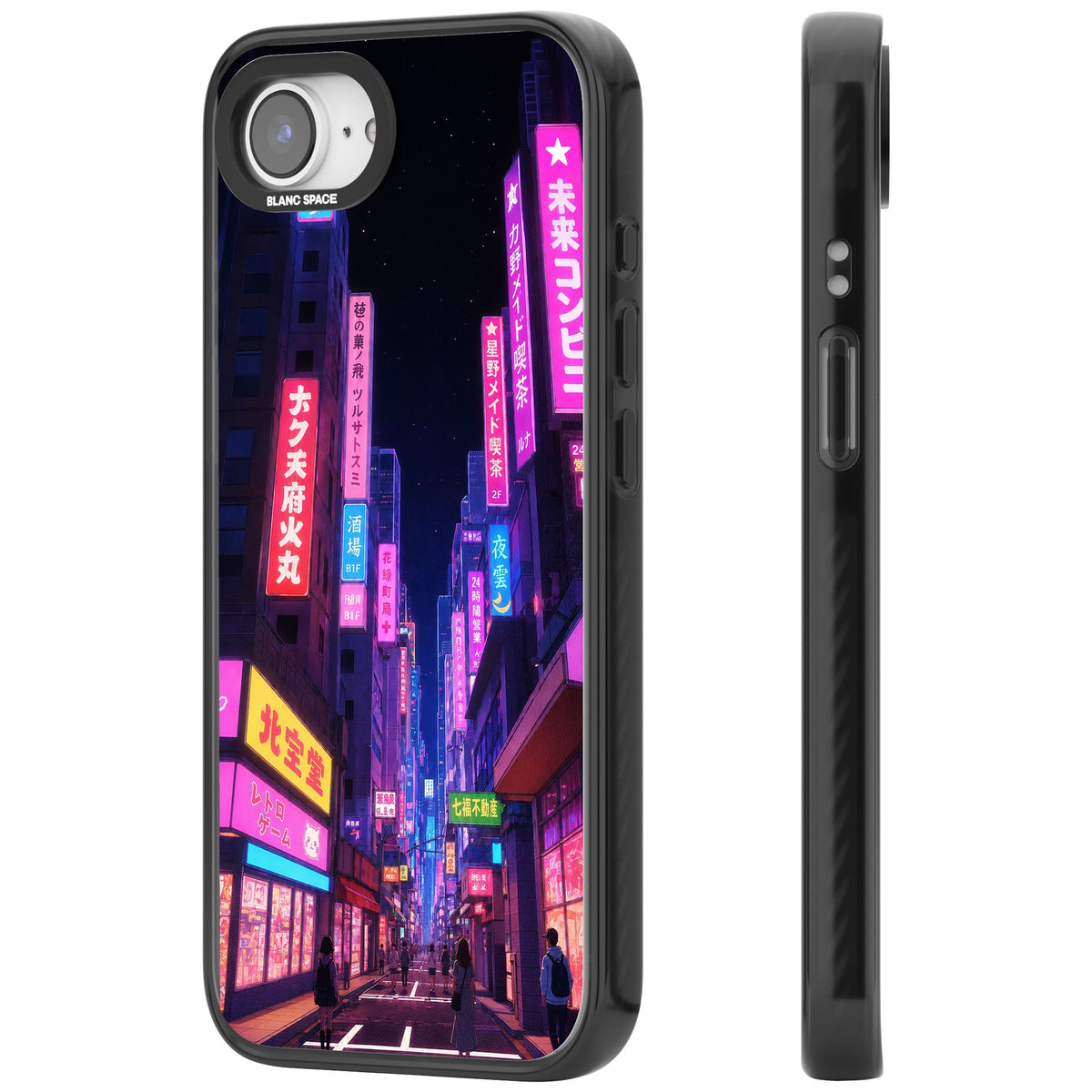 Shibuya At Night iPhone 16e / iPhone 17e Impact Black Phone Case side
