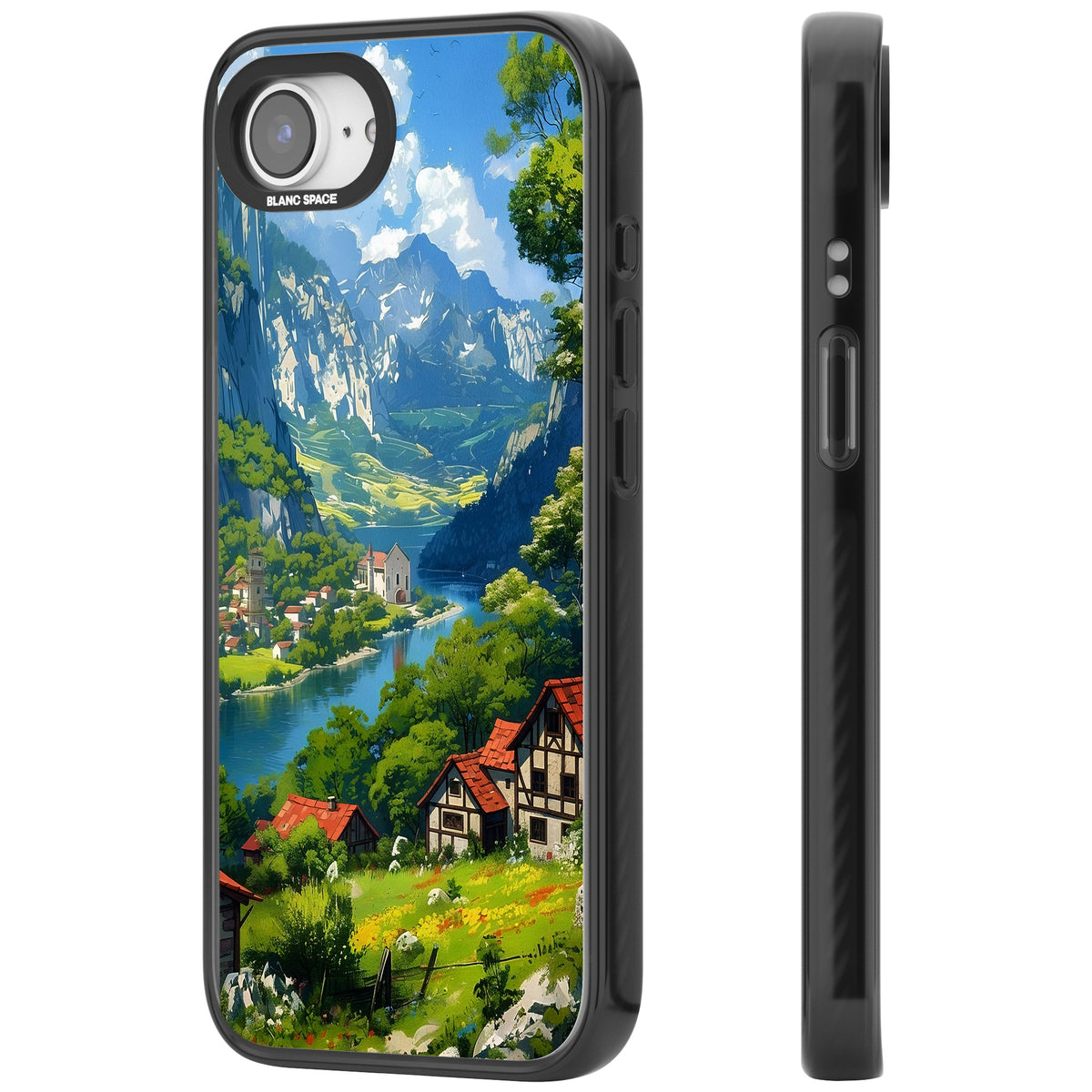 Village In The Valley iPhone 16e / iPhone 17e Impact Black Phone Case side