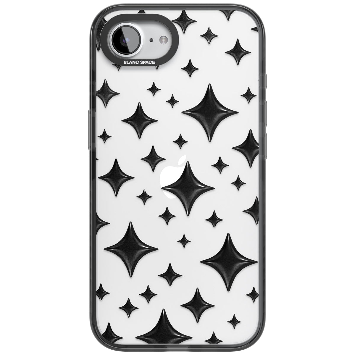 Black Puff Sparkle Pattern iPhone 16e / iPhone 17e Impact Black Phone Case front