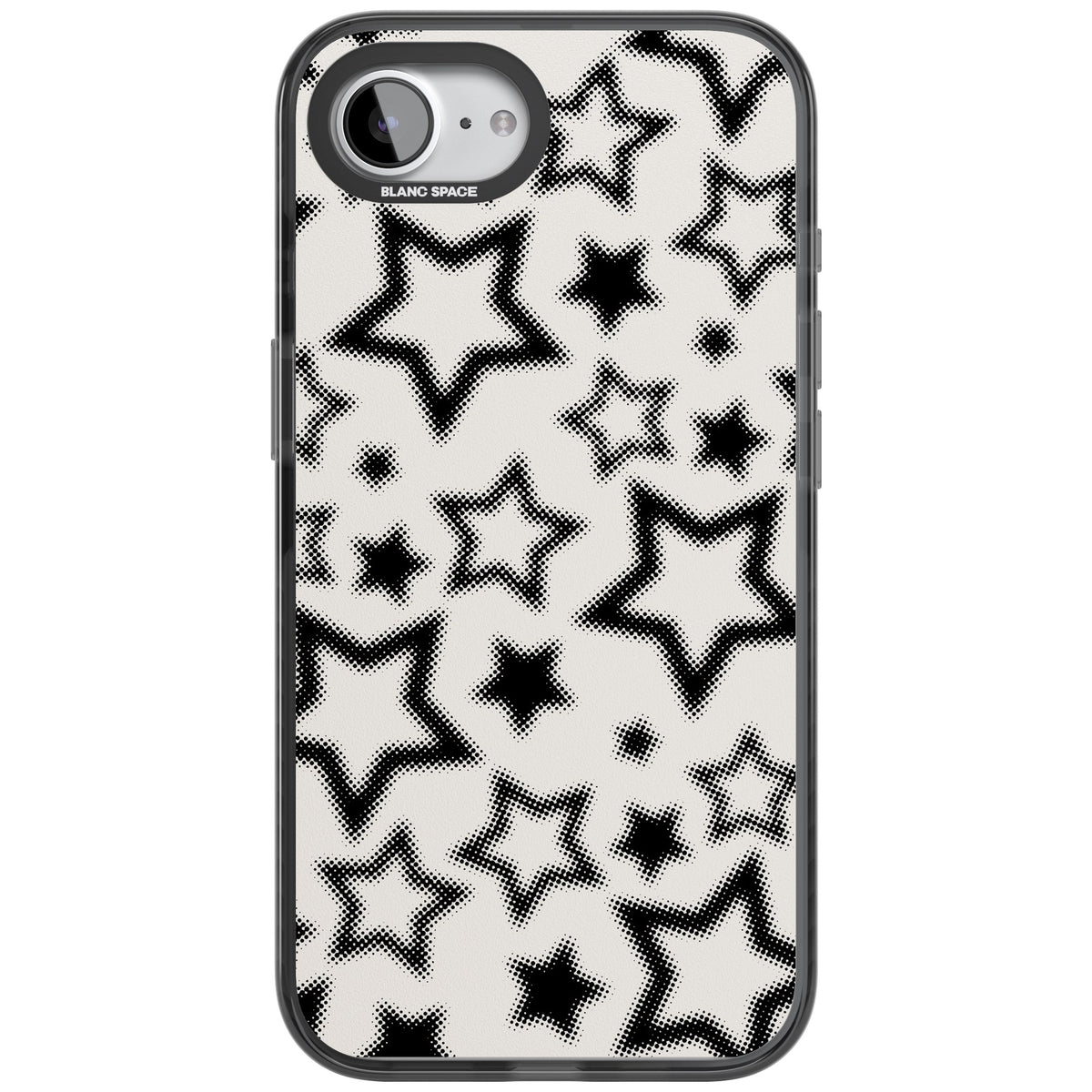 Black Halftone Stars iPhone 16e / iPhone 17e Impact Black Phone Case front