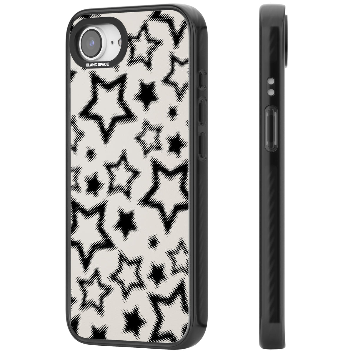 Black Halftone Stars iPhone 16e / iPhone 17e Impact Black Phone Case side