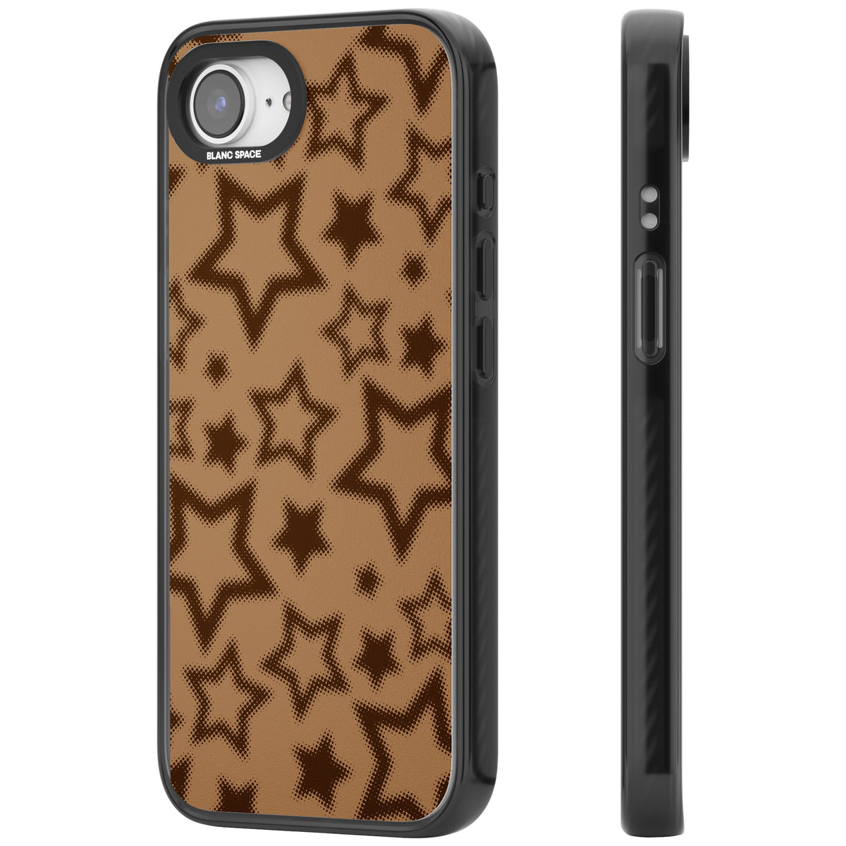 Latte Halftone Stars iPhone 16e / iPhone 17e Impact Black Phone Case side