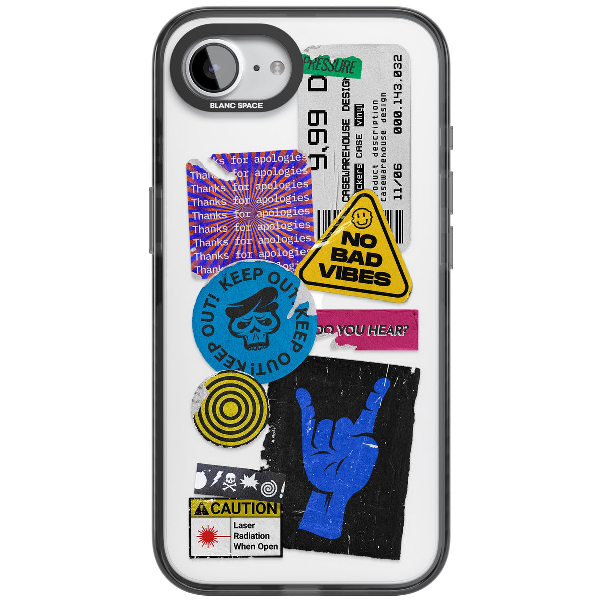 No Bad Vibes Sticker Mix iPhone 16e / iPhone 17e Impact Black Phone Case front