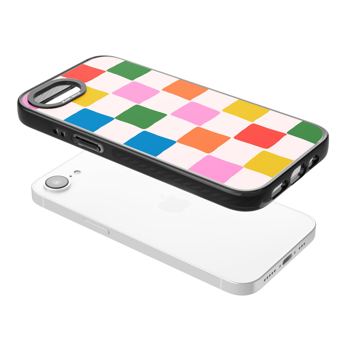 Colour Checked iPhone 16e / iPhone 17e Impact Black Phone Case angled