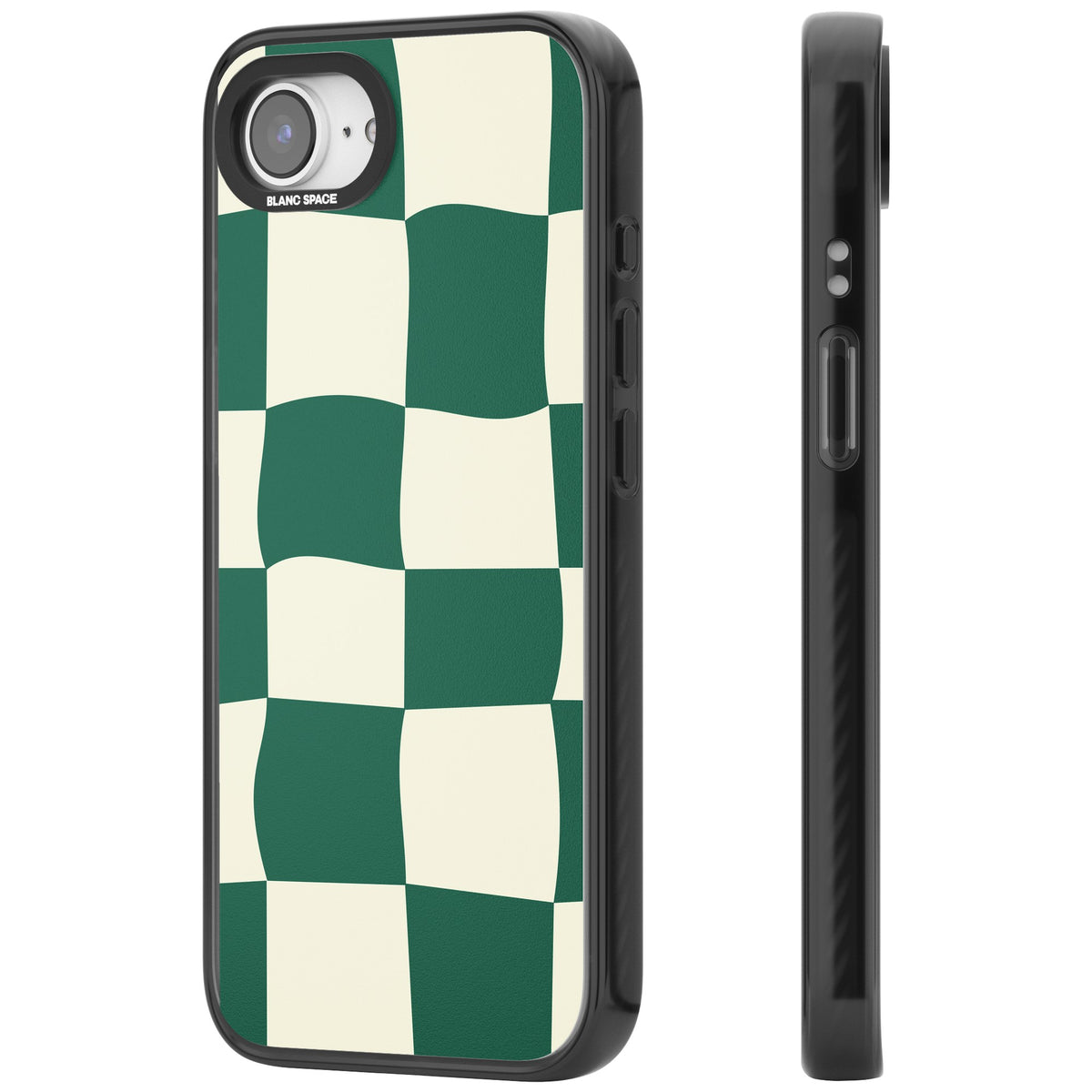 Matcha Wavy Check iPhone 16e / iPhone 17e Impact Black Phone Case side