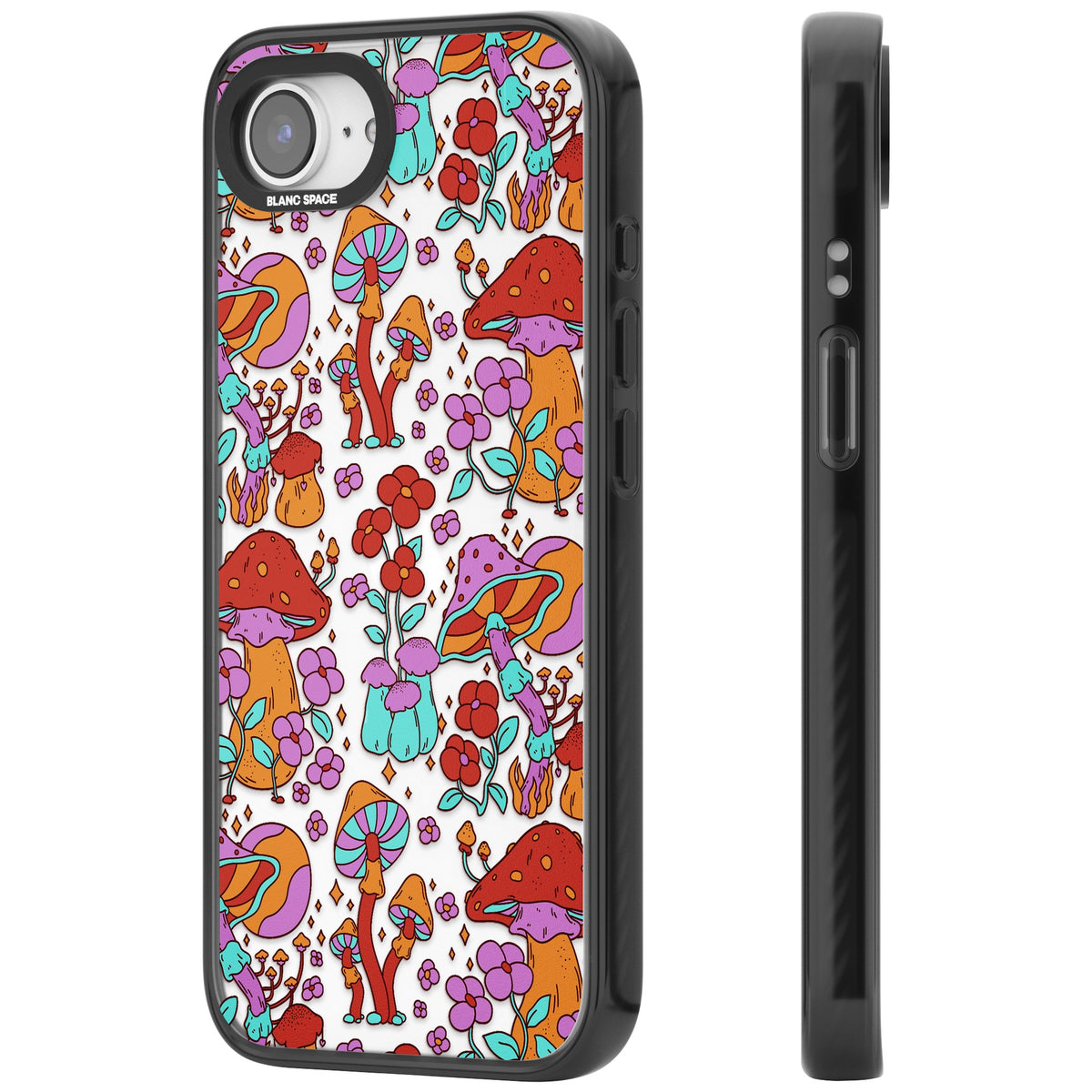 Psychedelic Flora iPhone 16e / iPhone 17e Impact Black Phone Case side