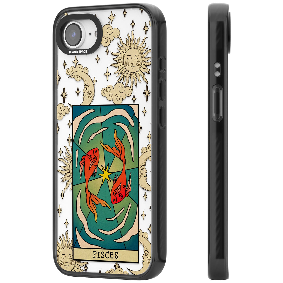 Celestial Zodiac Pisces iPhone 16e / iPhone 17e Impact Black Phone Case side
