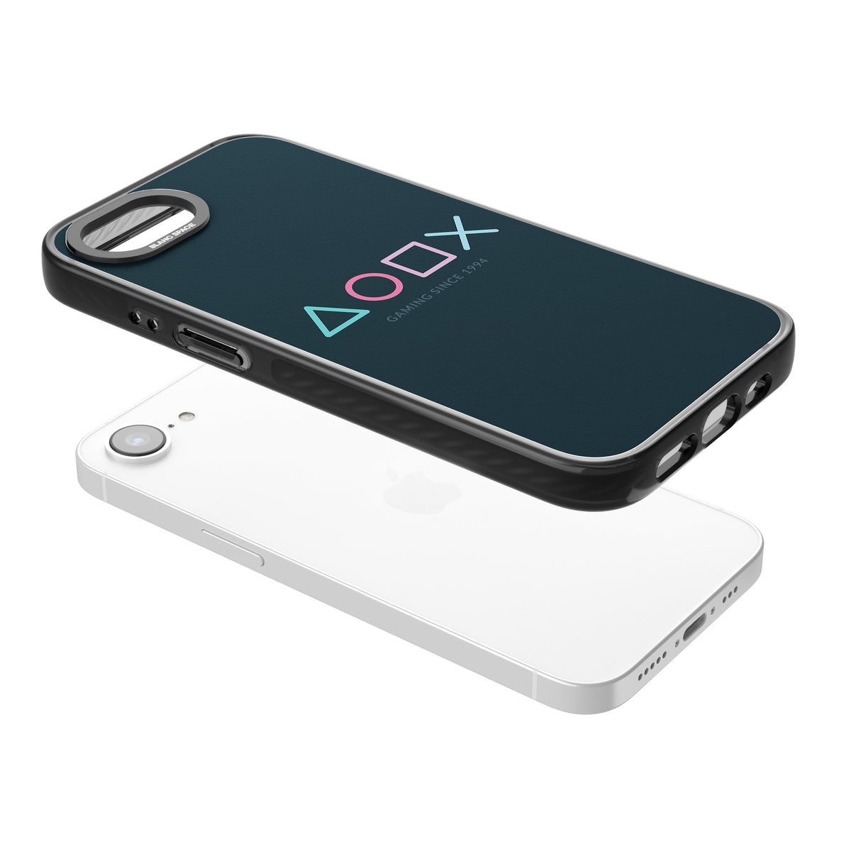 Gaming Since 1994 iPhone 16e / iPhone 17e Impact Black Phone Case angled