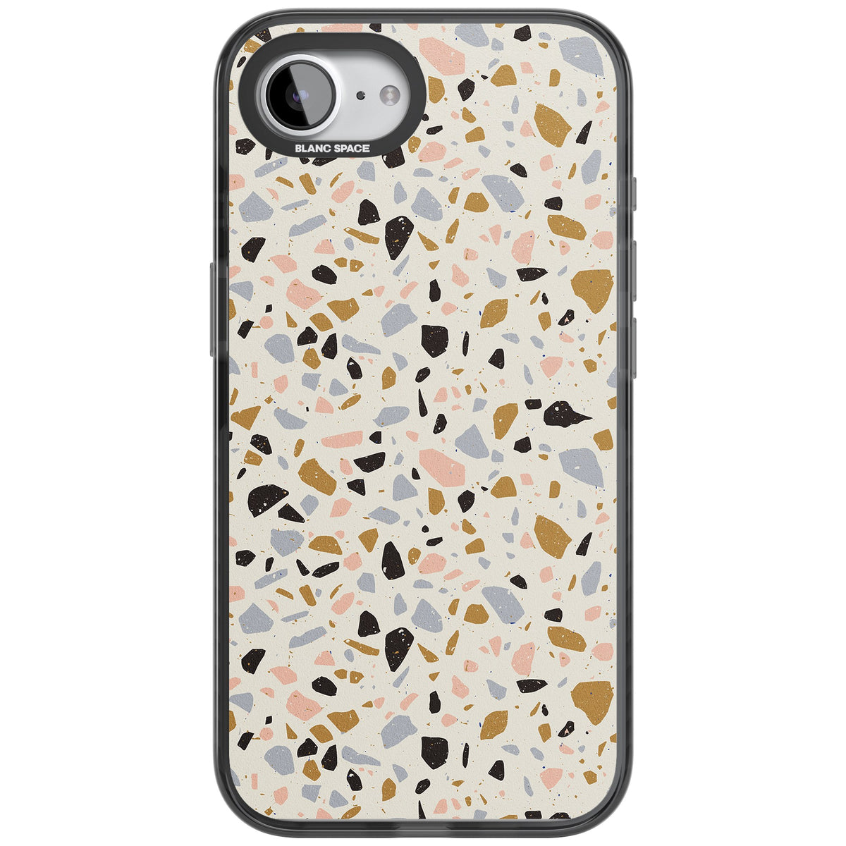 Mocha Terrazzo iPhone 16e / iPhone 17e Impact Black Phone Case front