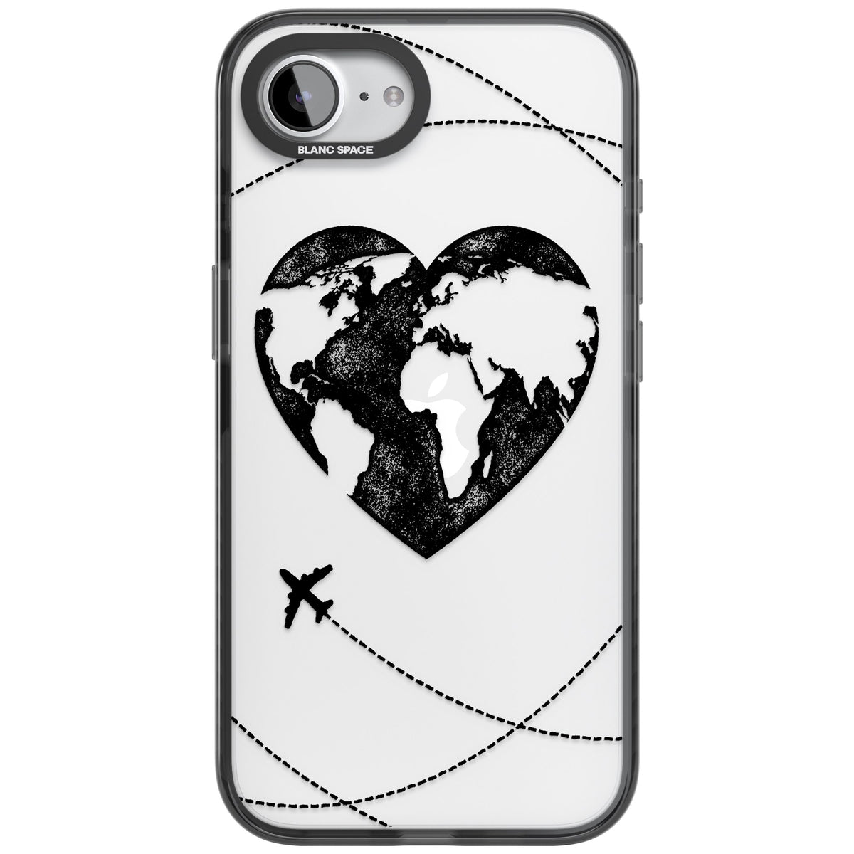 Globe Heart iPhone 16e / iPhone 17e Impact Black Phone Case front