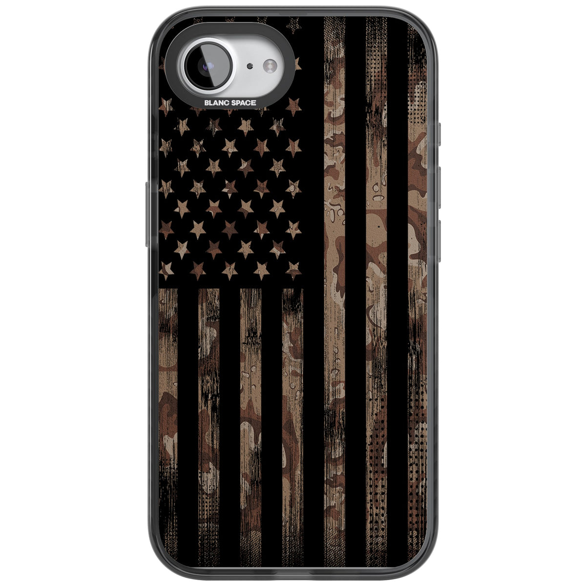 American Flag Camo iPhone 16e / iPhone 17e Impact Black Phone Case front