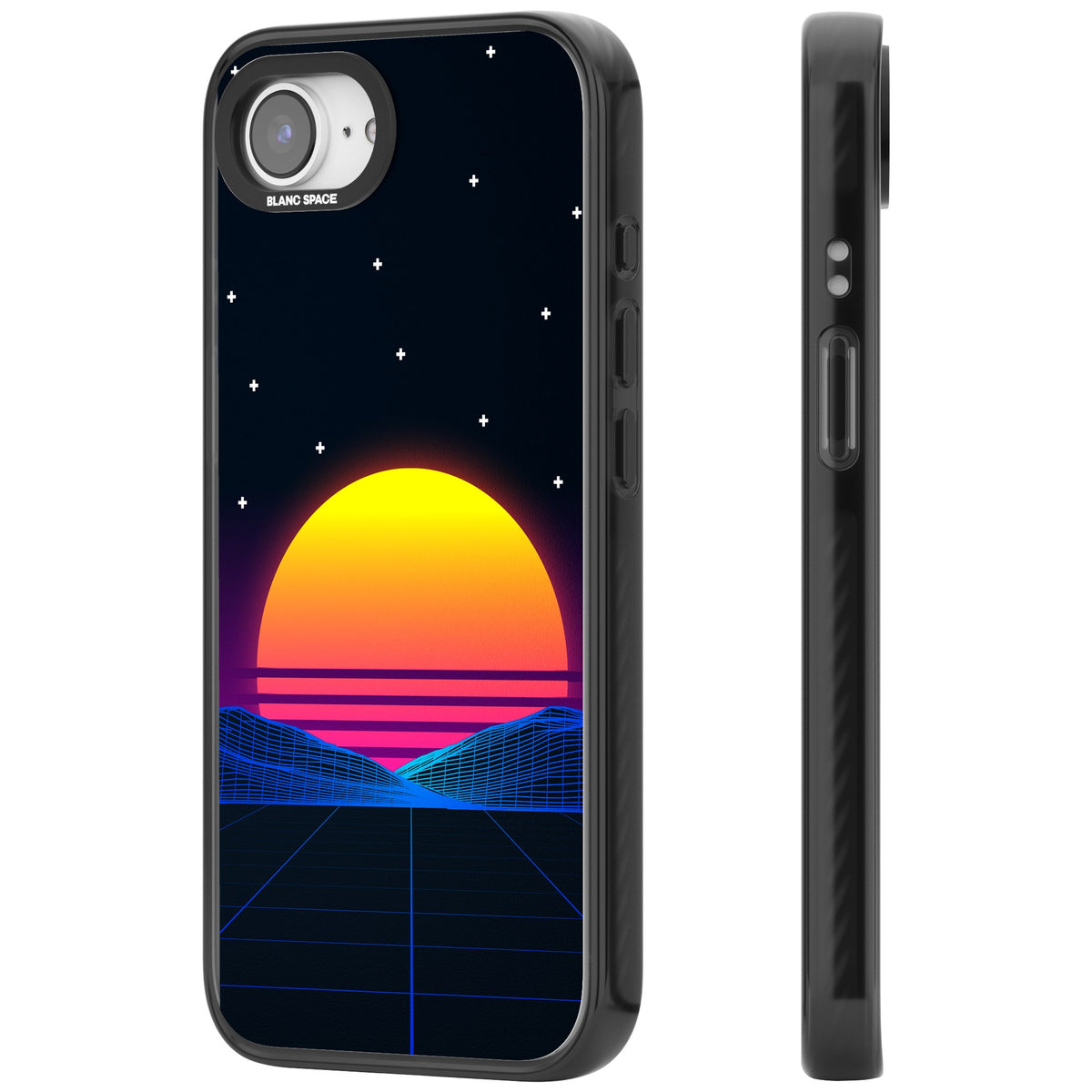Sunset Vaporwave iPhone 16e / iPhone 17e Impact Black Phone Case side