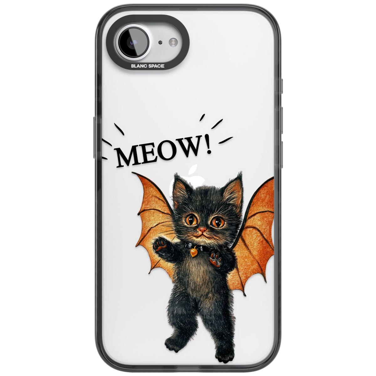 Meow iPhone 16e / iPhone 17e Impact Black Phone Case front