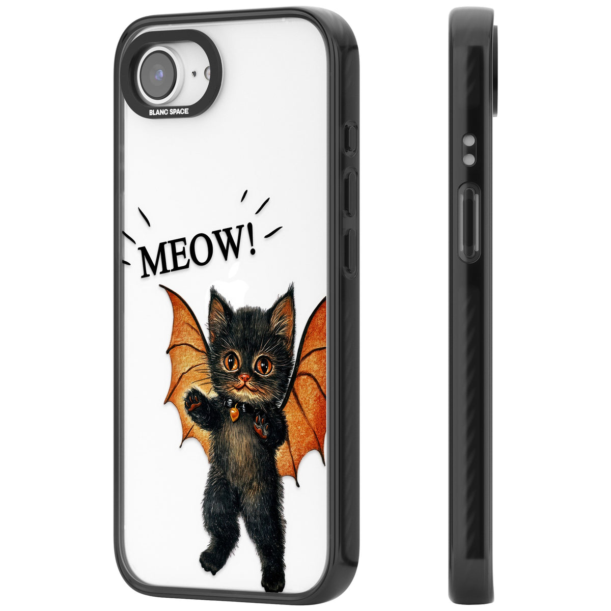 Meow iPhone 16e / iPhone 17e Impact Black Phone Case side