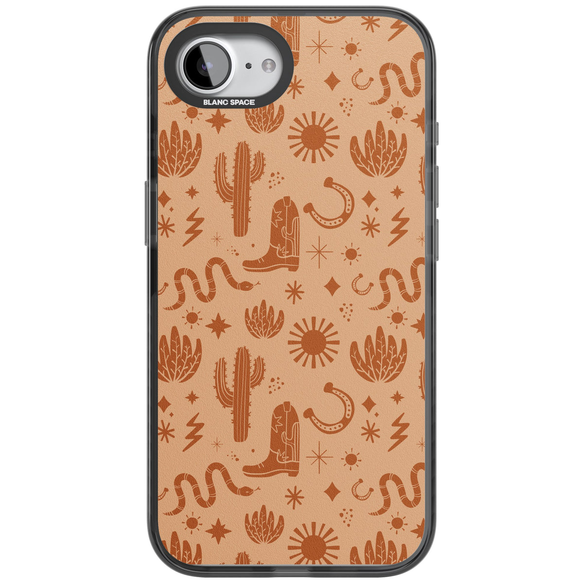 Wild West Pattern iPhone 16e / iPhone 17e Impact Black Phone Case front