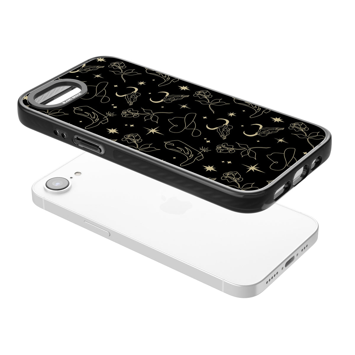 Celestial West Pattern iPhone 16e / iPhone 17e Impact Black Phone Case angled