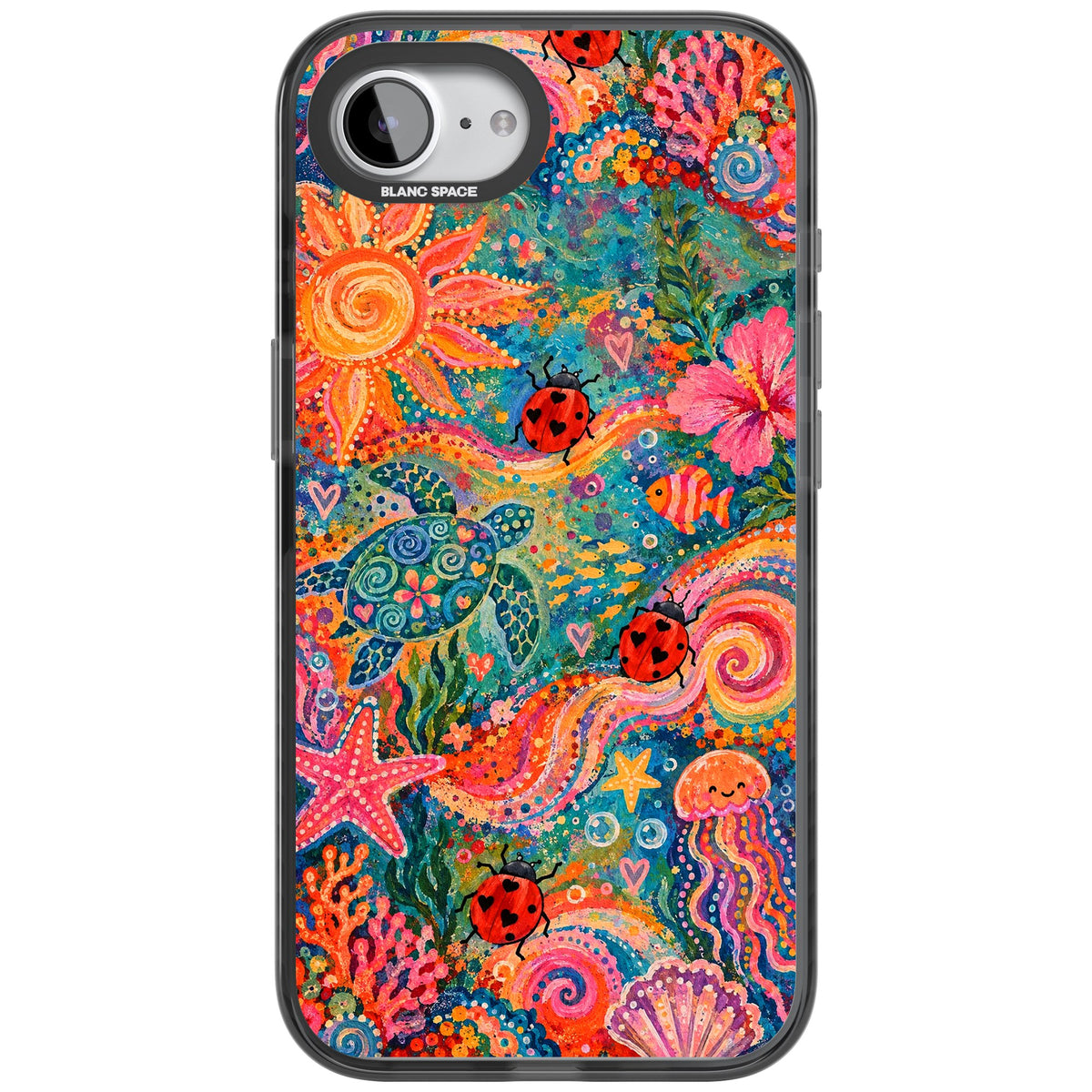 Coral Whimsy iPhone 16e / iPhone 17e Impact Black Phone Case front