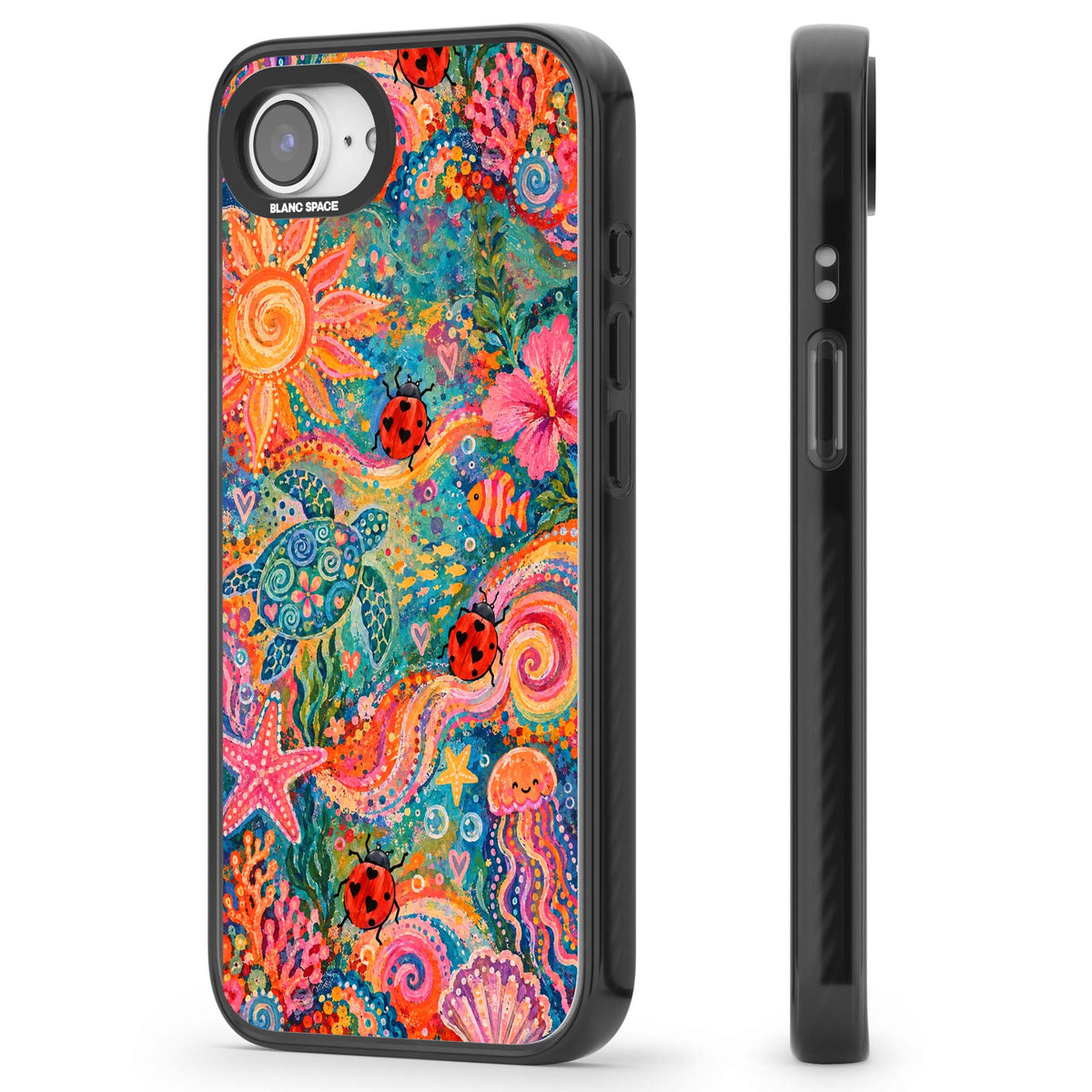 Coral Whimsy for her iPhone case | Black Impact case for iPhone 16e, iPhone 17e