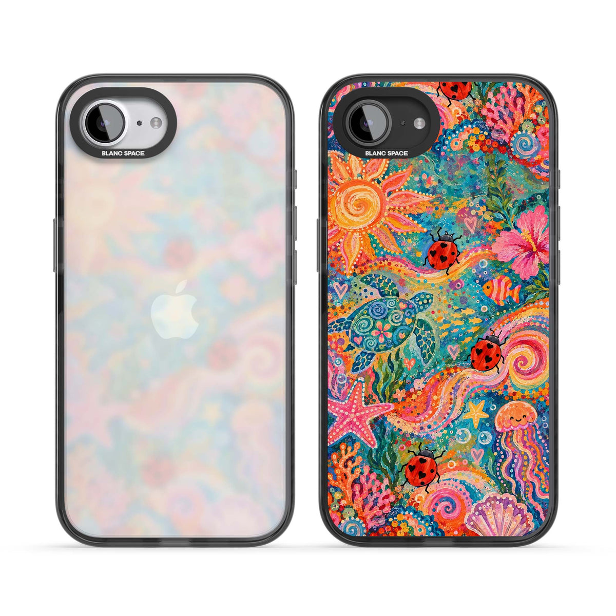Coral Whimsy for her iPhone case | Black Impact case for iPhone 16e, iPhone 17e