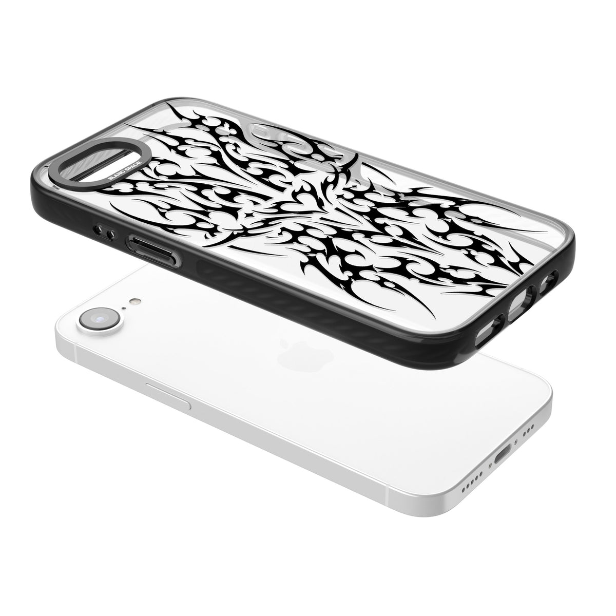 Neo Tribal Heart iPhone 16e / iPhone 17e Impact Black Phone Case angled