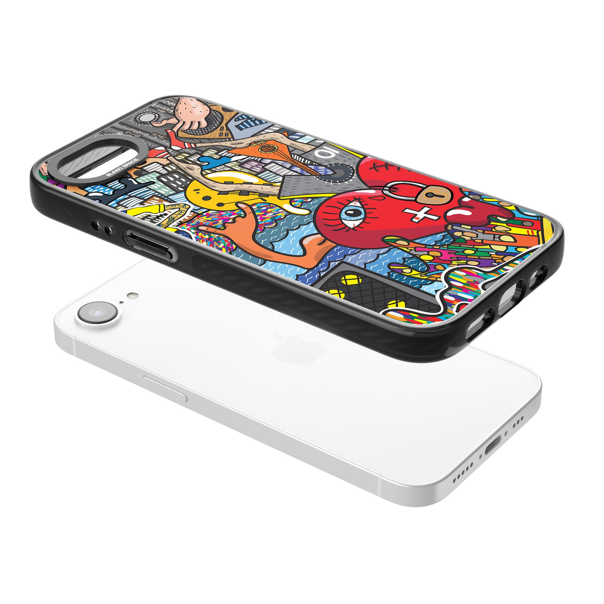 Crowd Tsunami iPhone 16e / iPhone 17e Impact Black Phone Case angled