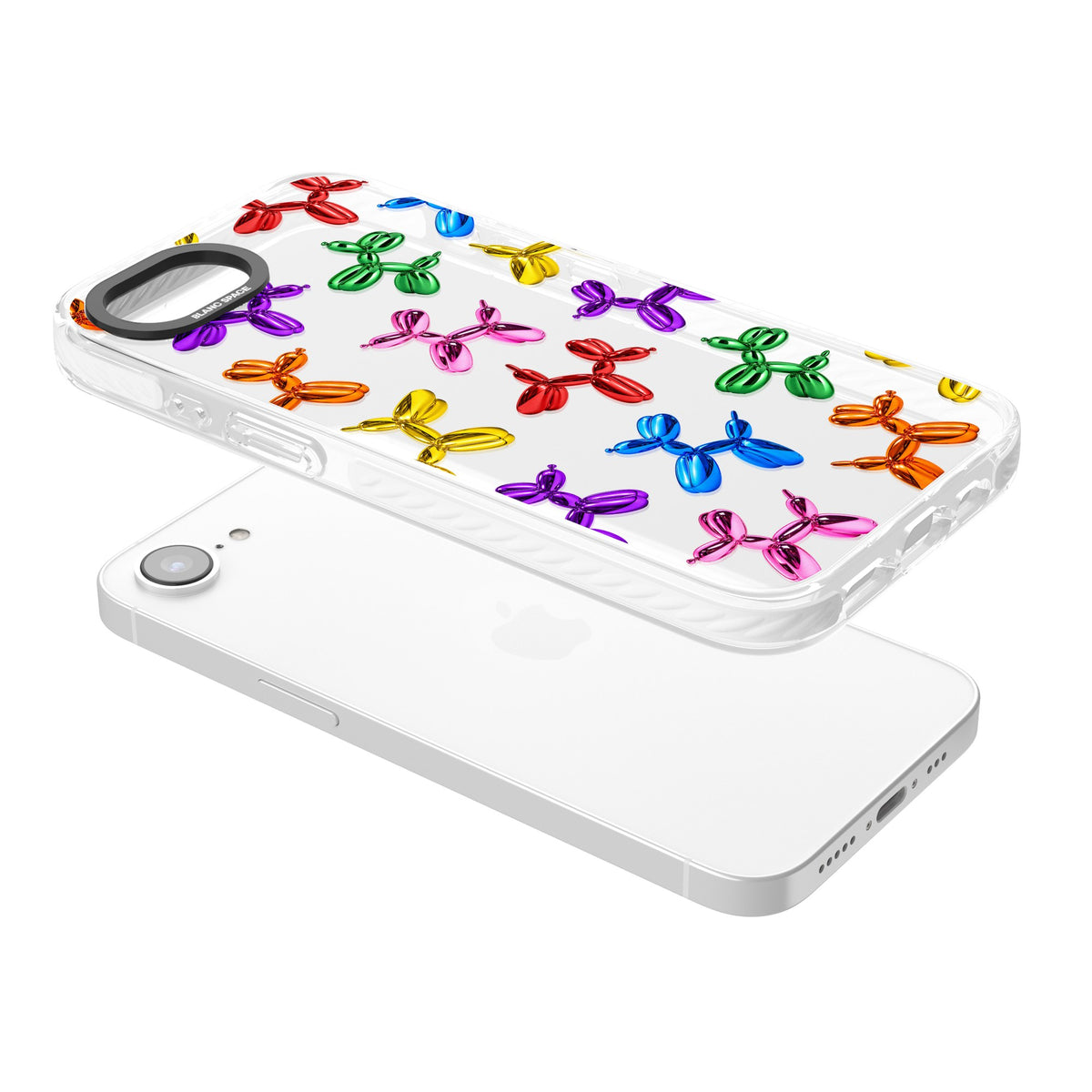 Balloon Dogs iPhone 16e / iPhone 17e Impact Clear Phone Case angled