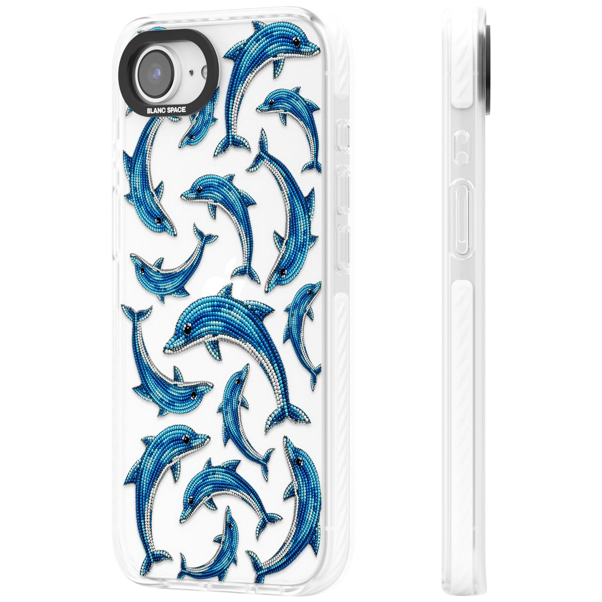 Beaded Dolphins iPhone 16e / iPhone 17e Impact Clear Phone Case side