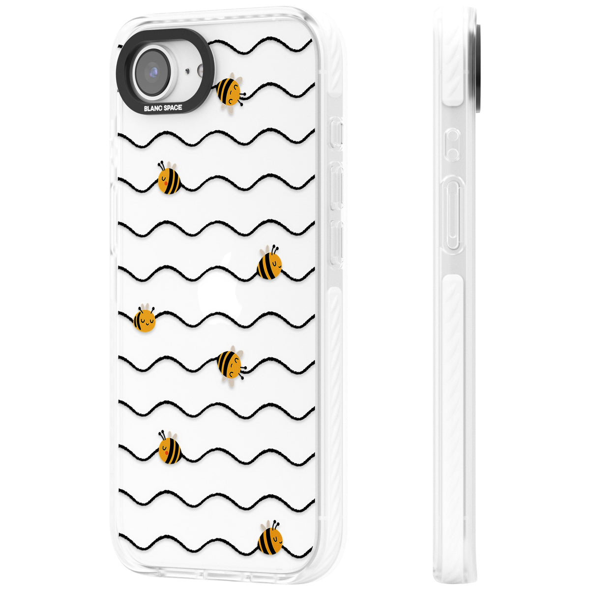 Bee Wave Pattern iPhone 16e / iPhone 17e Impact Clear Phone Case side