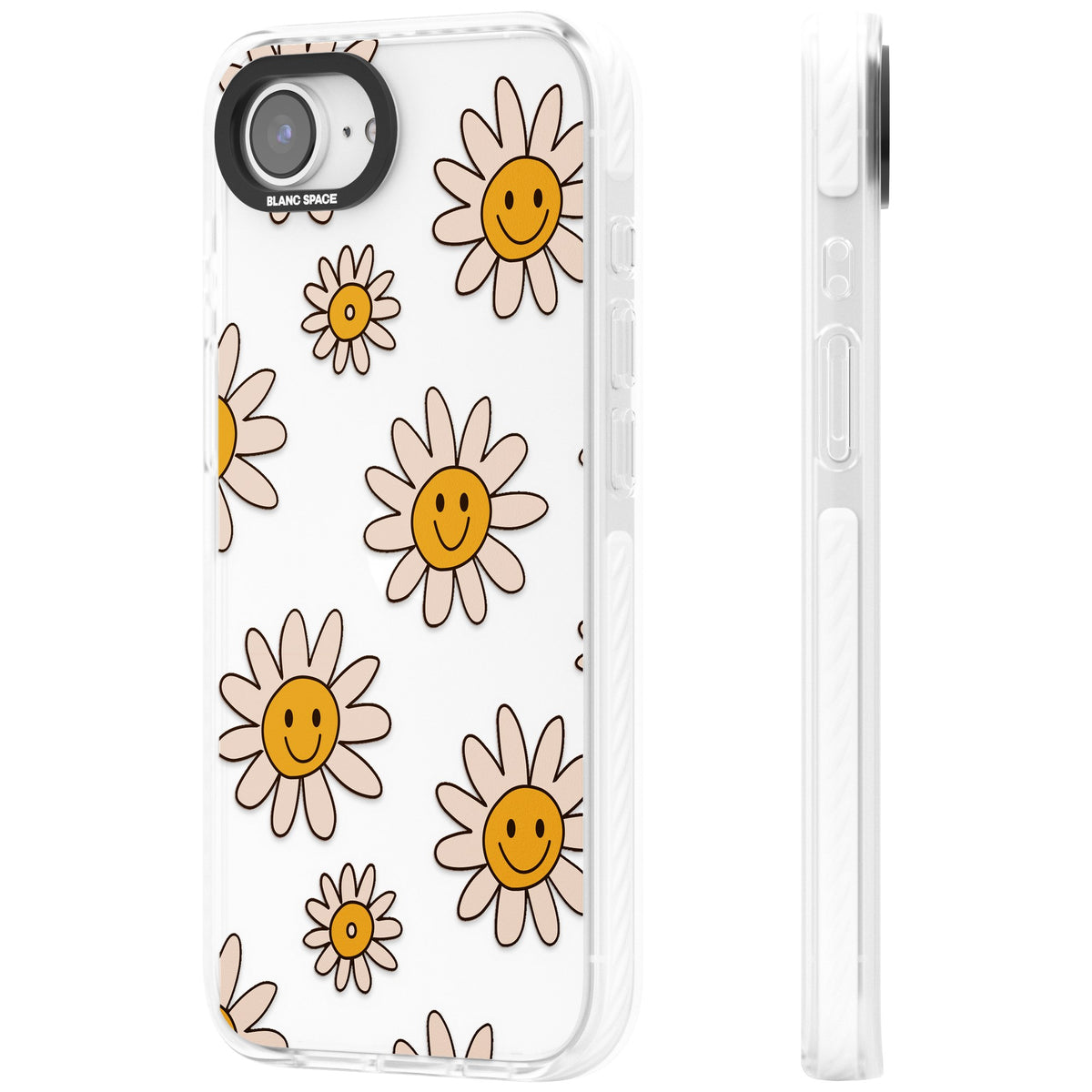 Daisy Faces iPhone 16e / iPhone 17e Impact Clear Phone Case side