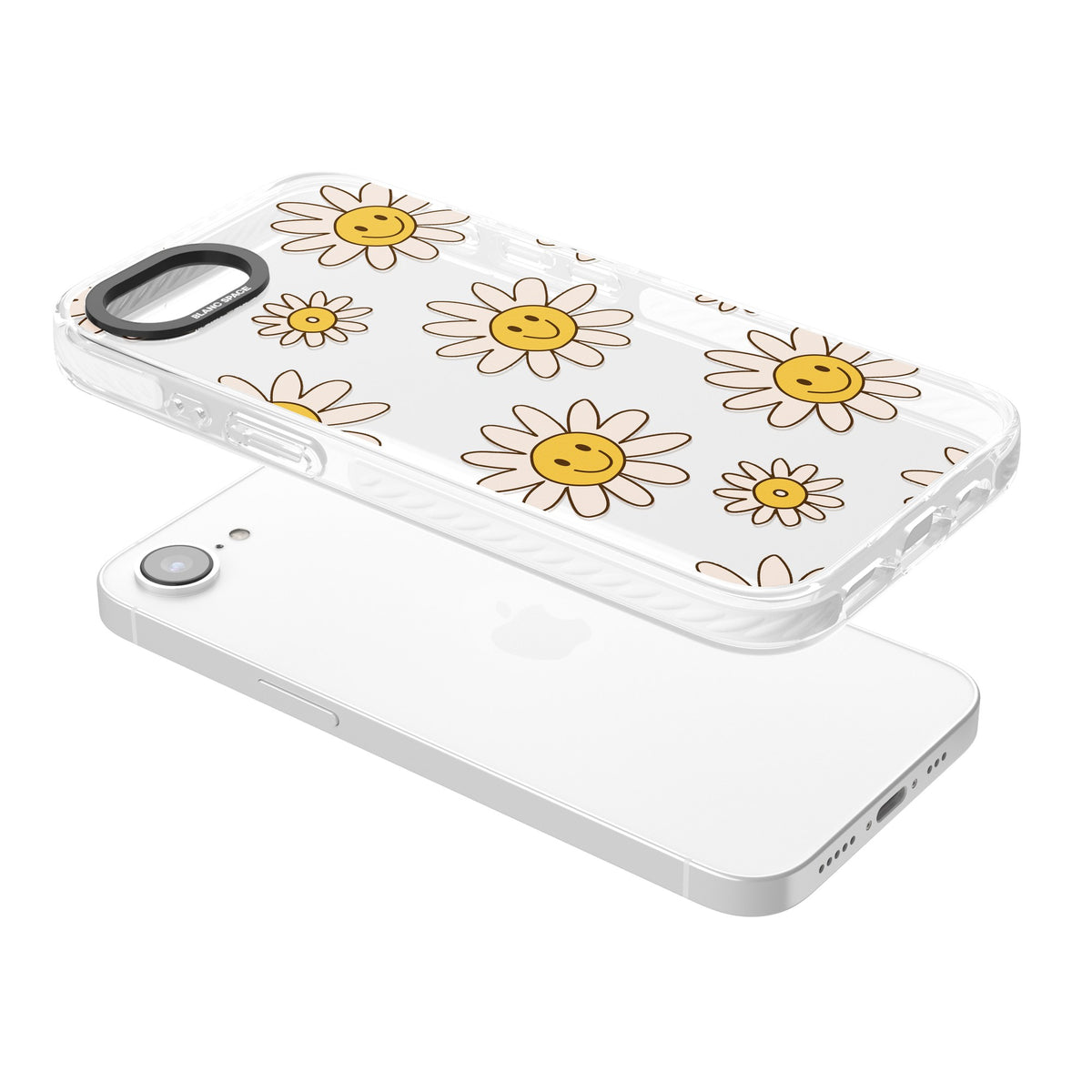 Daisy Faces iPhone 16e / iPhone 17e Impact Clear Phone Case angled