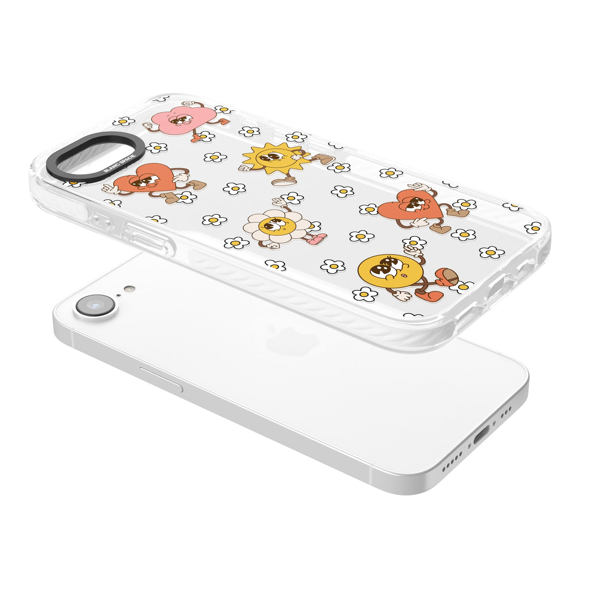 Daisies & Friends iPhone 16e / iPhone 17e Impact Clear Phone Case angled