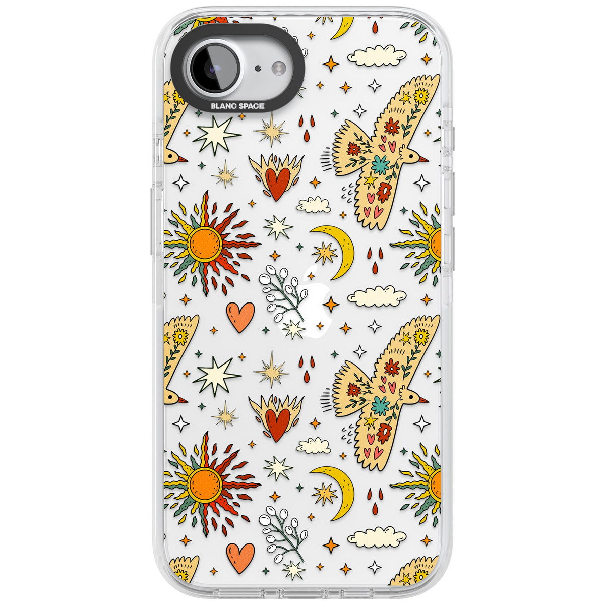 Boho Mystic Birds iPhone 16e / iPhone 17e Impact Clear Phone Case front