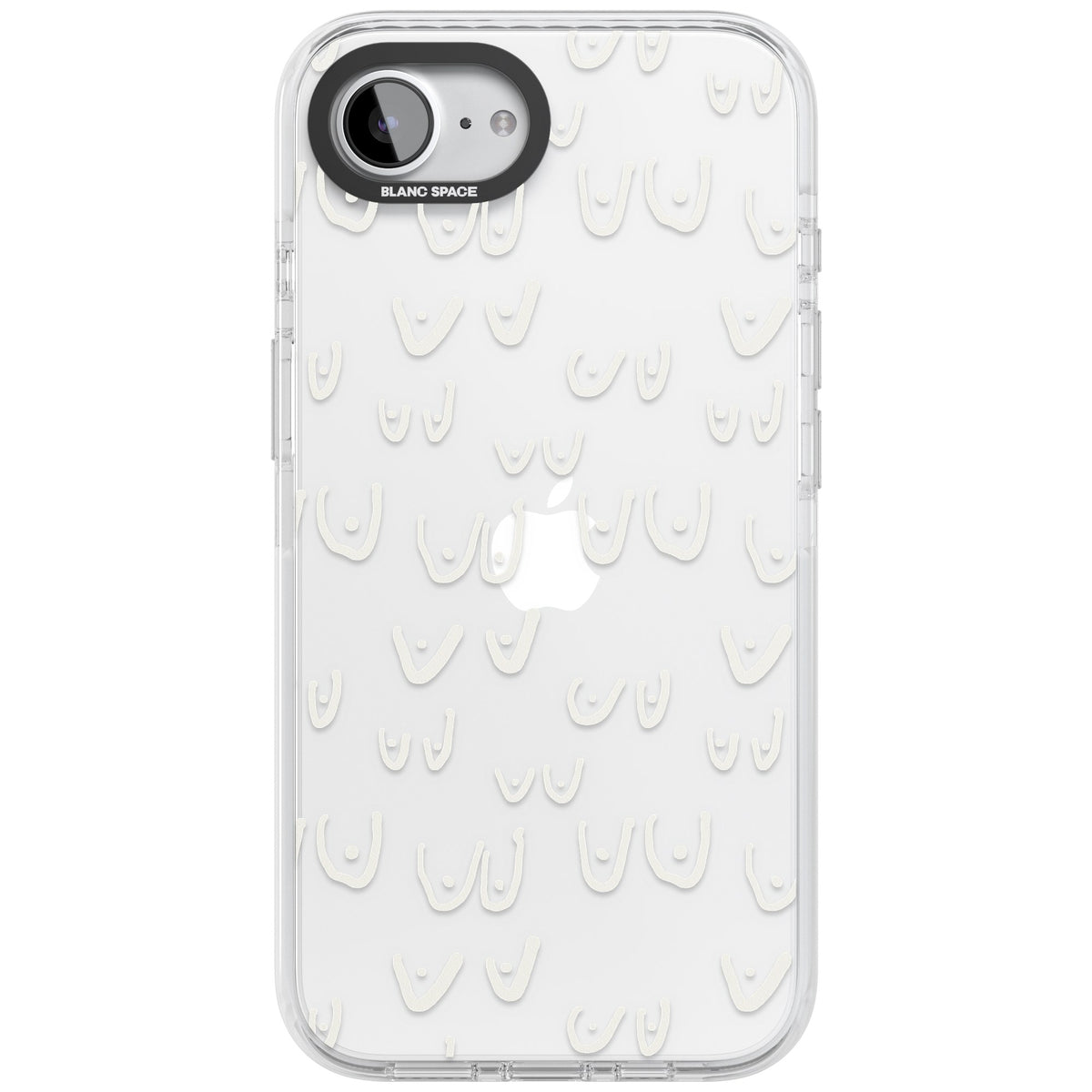 Boob Pattern (White) iPhone 16e / iPhone 17e Impact Clear Phone Case front