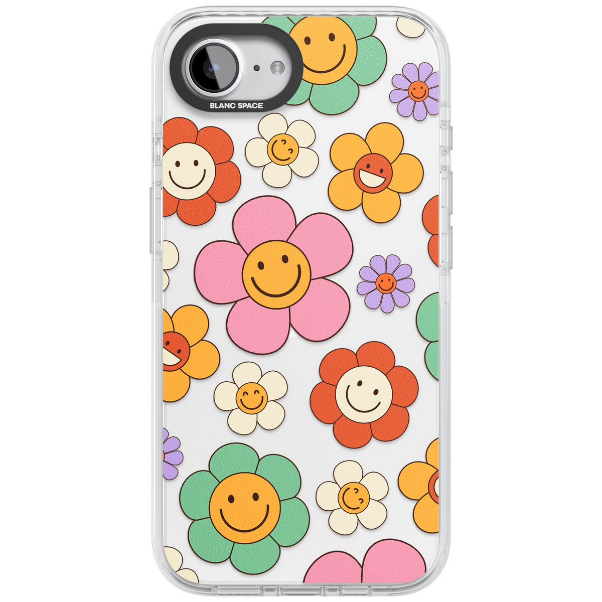 Happy Blossoms iPhone 16e / iPhone 17e Impact Clear Phone Case front
