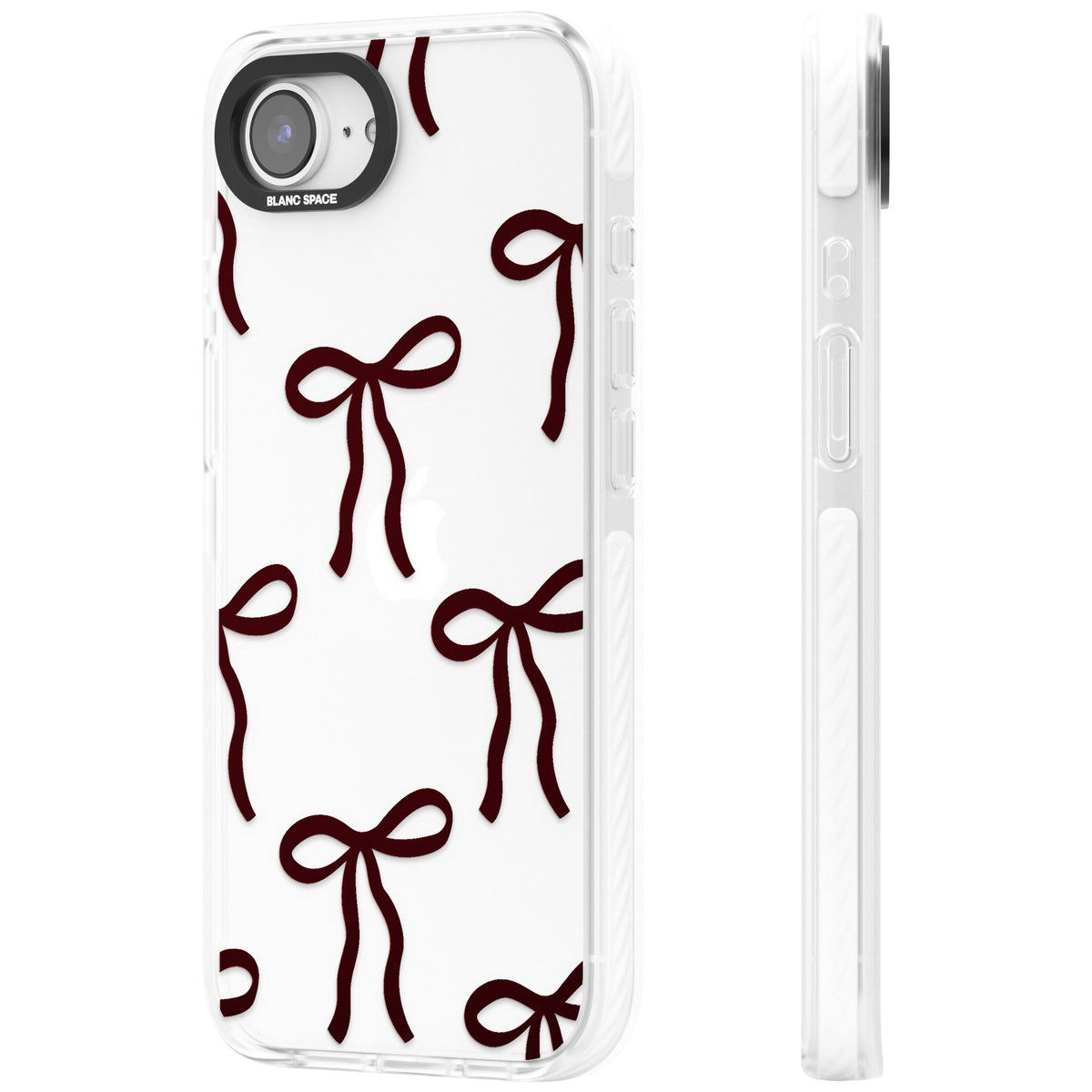 Burgundy Bows iPhone 16e / iPhone 17e Impact Clear Phone Case side